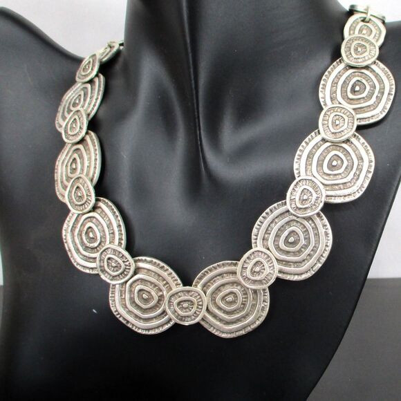 Vintage SERAGLIO Necklace Egyptian Arabic Faux Coin Chain Circle Links Jewelry - Picture 6 of 7